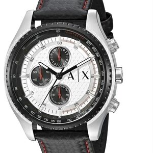 Armani Exchange Black and White Mens Chronograph Watch